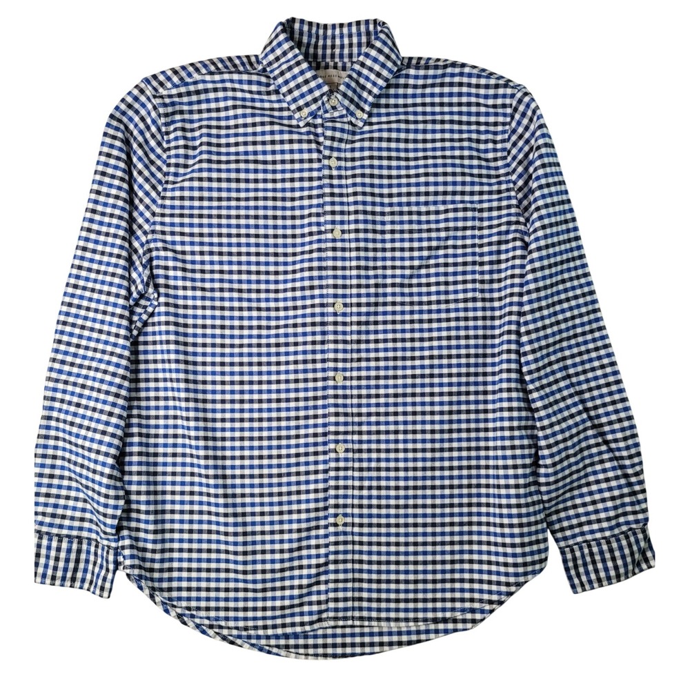 Free Assembly Button Down Shirt Mens L Blue Gingham Plaid Long Sleeve‎ Cotton